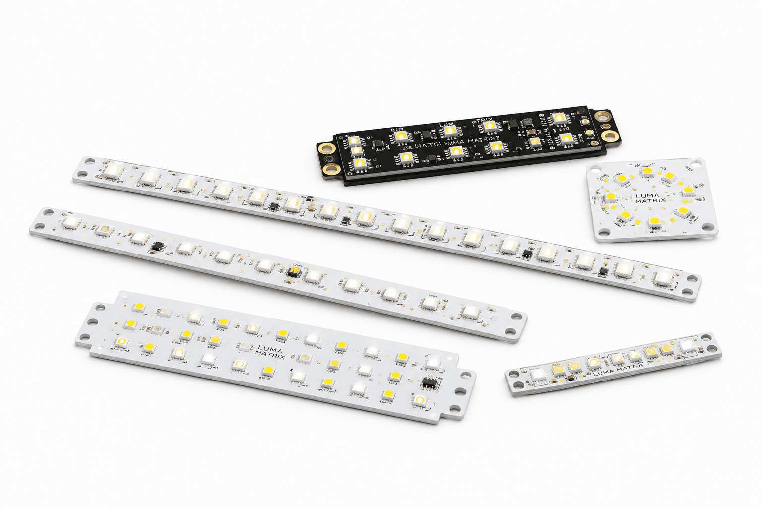 Rigid LED modules with RGB emitters on circuit boards